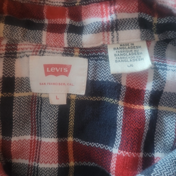 Levi's Red and Blue Plaid Button Up Shirt  L - Picture 5 of 5